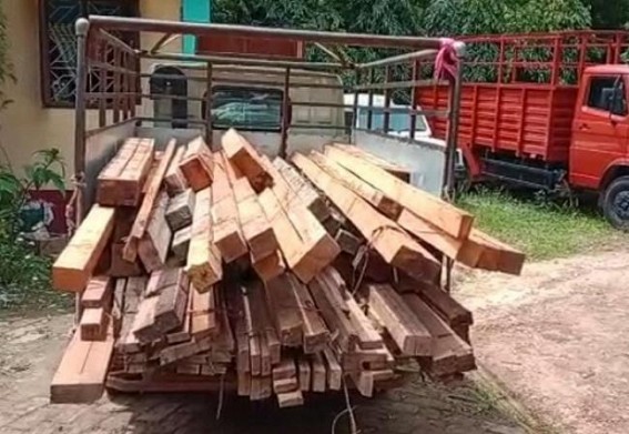 Illegal Timber trafficking : Forest Dept Seized Vehicle loaded with Timbers 